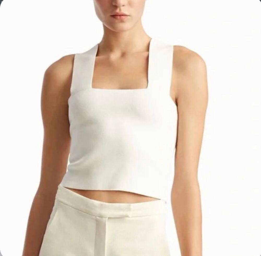 A.L.C. Lia Knit Wide Racerback Strap Top White Size Large